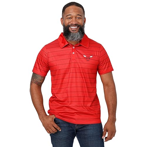 FOCO Chicago Bulls NBA Mens Striped Polyester Polo - S Team Color