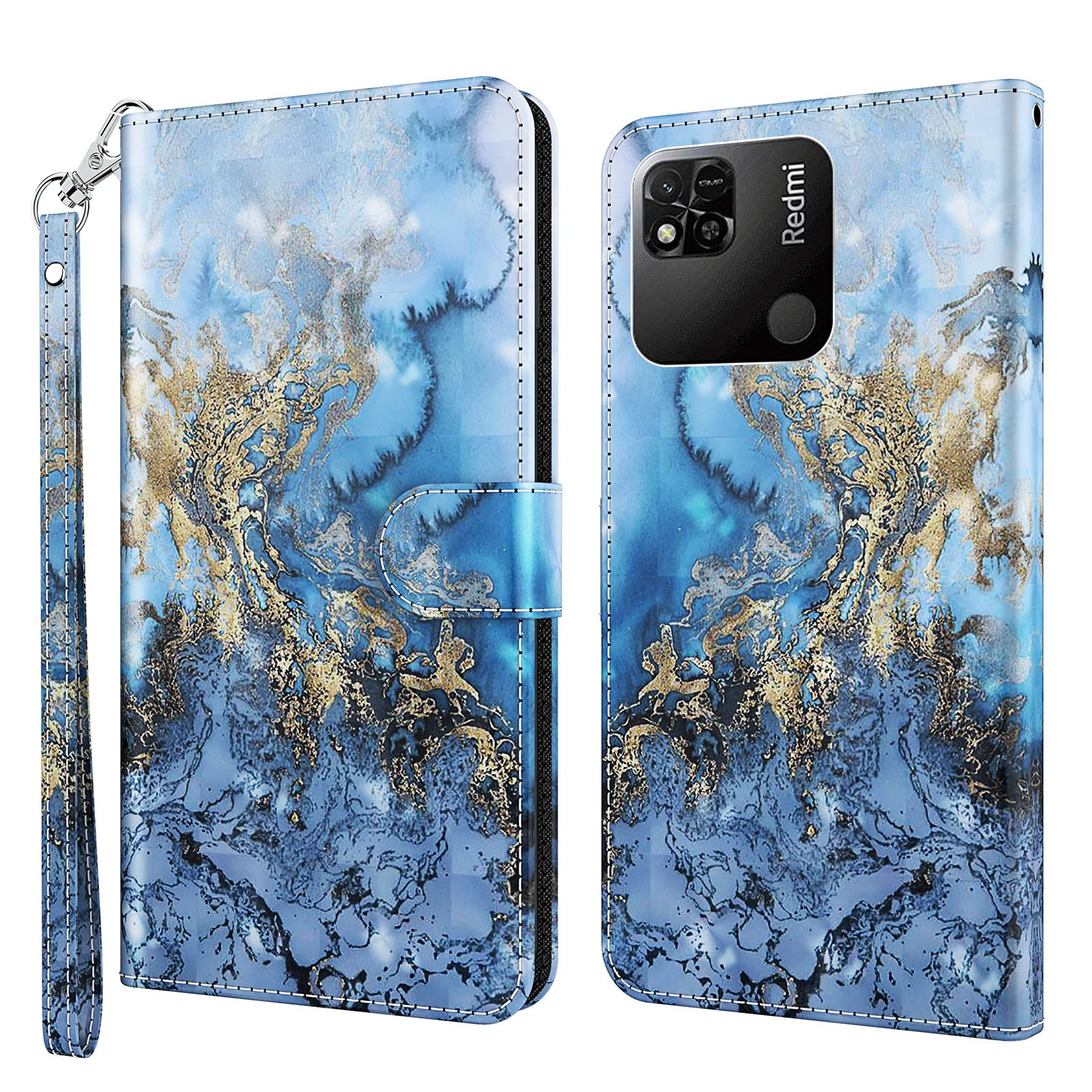 GLANDOTU Case for Xiaomi Redmi 10A/9C/9C NFC Case, Premium PU Leather [Full Protection] [Card Slots] [Stand] Wallet Cover Case for Xiaomi Xiaomi Redmi 10A/9C/9C NFC Case-Marbling