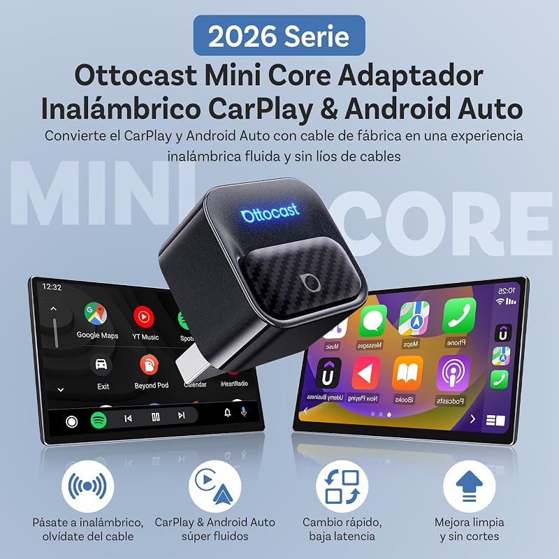 Mini Core 2 em 1 Adaptador Wireless CarPlay e Android Auto