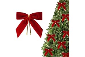 GODAYS Red Velvet Bows for Christmas Trees, Velvet Christmas Ornaments, Vintage Xmas Tree Bows for Indoor Outdoor Decor (24Pc
