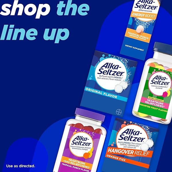 ALKA-SELTZER EFFERVESCENT TABLETS ORIGINAL FLAVOR, FAST MULTI-SYMPTOM RELIEF FROM HEADACHE AND BODY ACHE, DISSOLVABLE EFFERVESCENT FIZZY TABLETS, 72 CT