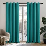 Deconovo Turquoise Blackout Curtains 52x63 Inch 1 Pair Eyelet Thermal Insulated