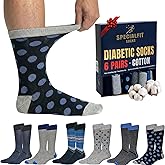 Diabetic socks for men, Non binding cotton socks, Extra Wide Socks,Premium Diabetes care,Soft Neuropathy socks, 6 Pairs