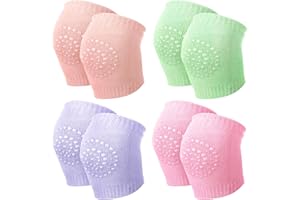 Haysandy 4 Pairs Baby Knee for Crawling Anti Slip Baby Crawling Pad Elastic Knee Sleeve Leg Toddler Warmer