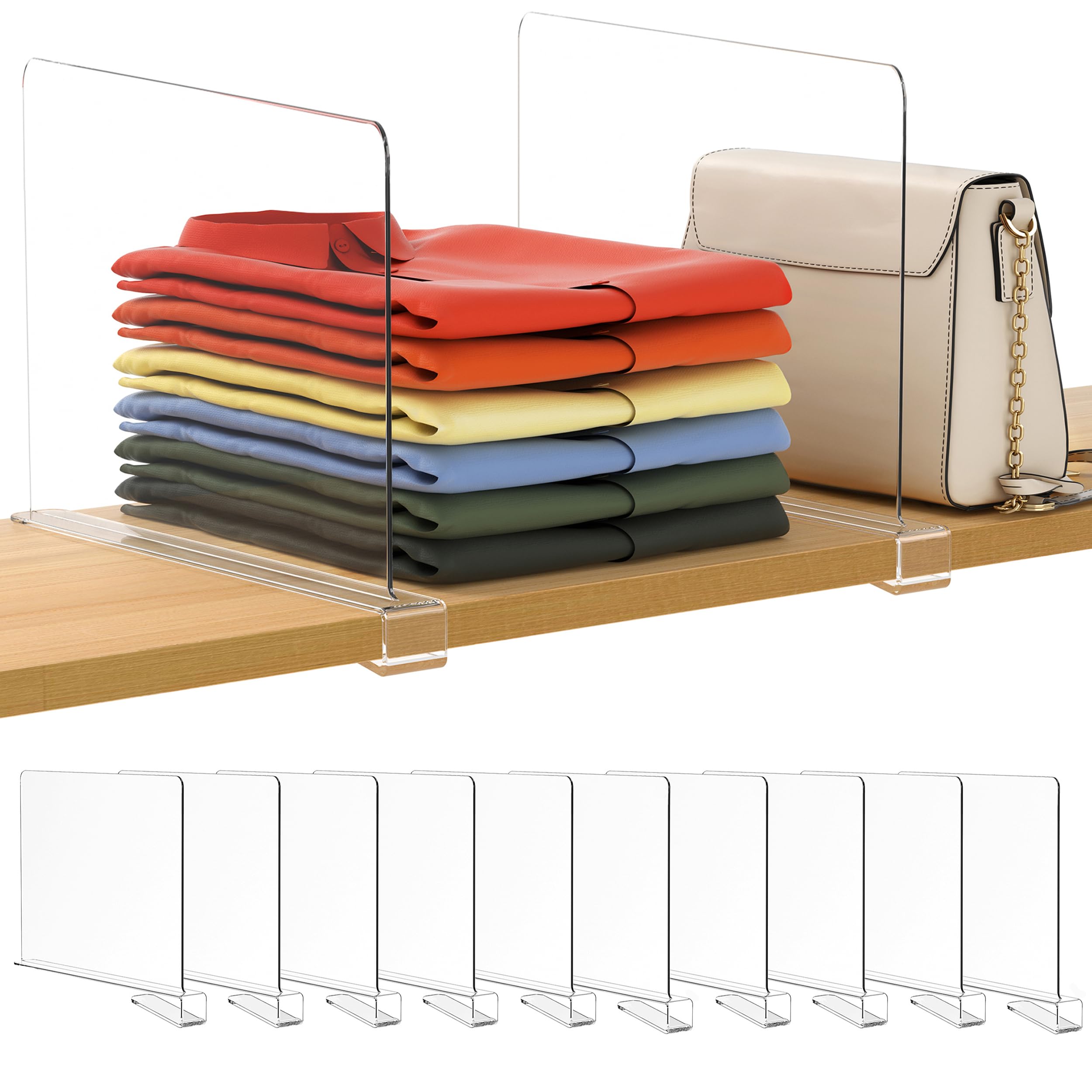 Famyards 10 Pack 12 Inches [Extra Tall Version] Clear Shelf Dividers ...