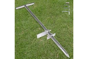 LICHTUND Dibble Bar Stainless Steel with Foot Pedal, T-Handle Tree Planting Bar Tool, Long Dibble Planting Tool Transplanting Spade Point