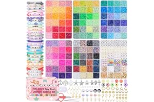 Mio Angle Friendship Bracelet Making Kit 6 Box 120 Colors Clay Beads Heishi Beads Jewelry Making Kit Letter Beads Charms Pearl Cute Chams Holiday Gifts for Girls Adults