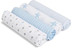aden + anais Essentials Muslin Swaddle Blankets for Baby Girls and Boys, Newborn Receiving Blanket for Swaddling, 100% Cotton Baby Swaddle Wrap, 4 Pack, Dapper