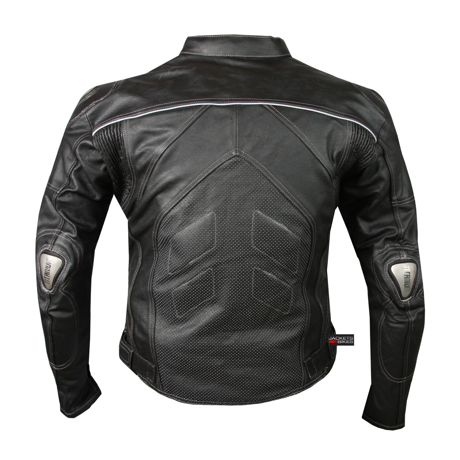Titanium Motorcycle Leather Jacket Cowhide Street Cruiser Armor Riding Black L Automotive