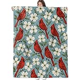 Cute Cardinal Bird Blanket, Flannel Throw Blanket Soft Cozy Lightweight Blankets for Adults Women Kids Home Decor for Sofa Couch Bed 60x50 Inch