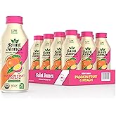 Saint James Iced Tea - Organic Green Tea - Non GMO, Gluten Free, Low Calorie & Low Sugar - Passion Fruit & Peach, 12 Pack (16 fl oz each)