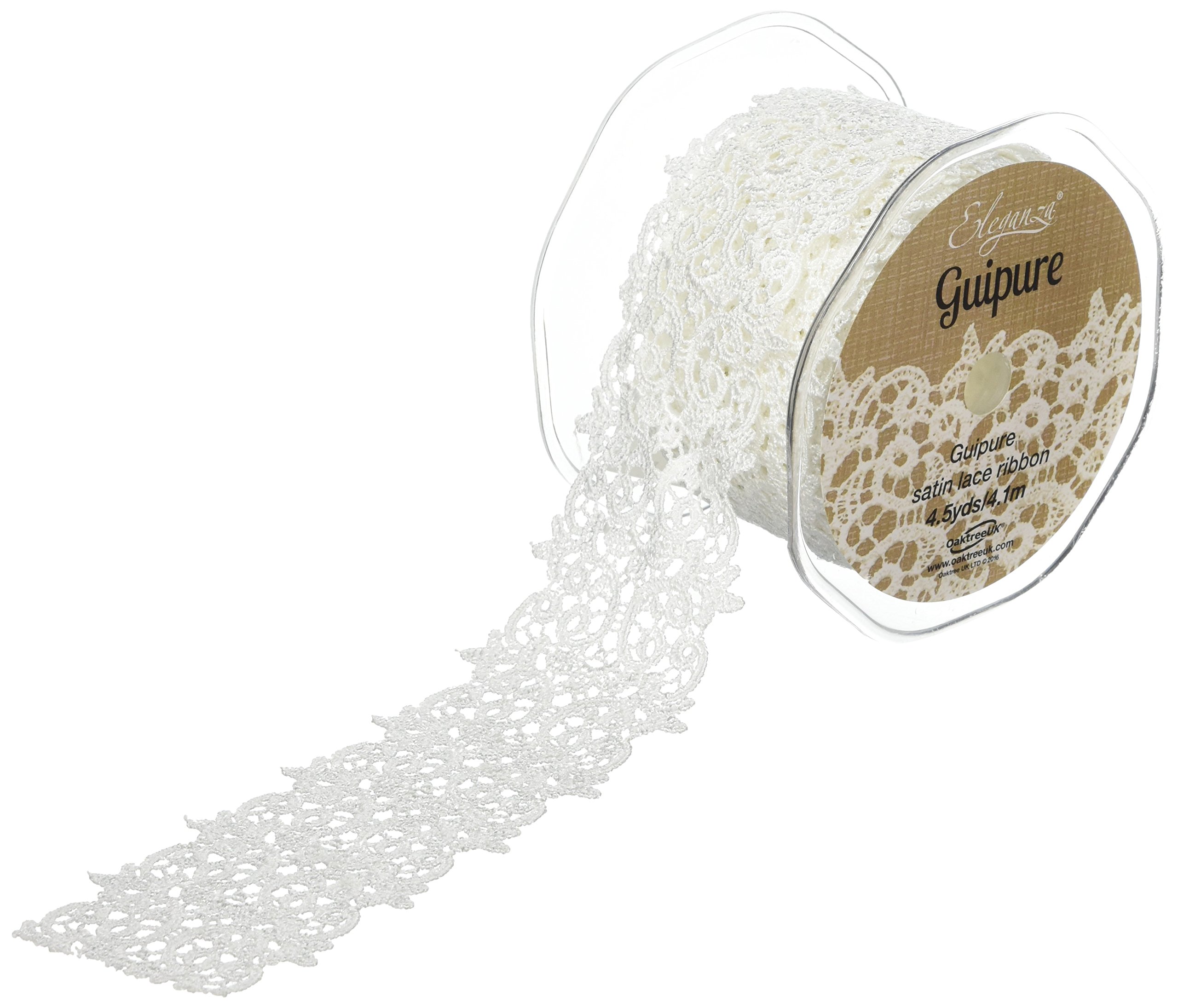 Eleganza Guipure Satin Lace, White, 10 x 10 x 4 cm