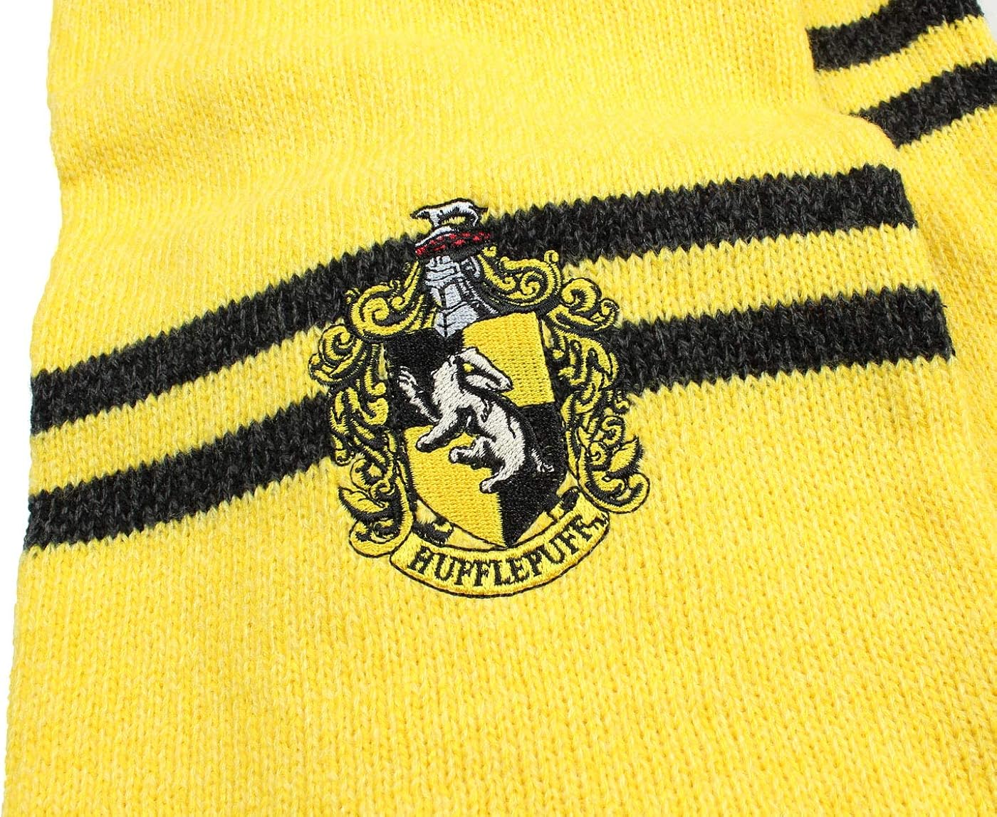Harry Potter Hogwarts Houses Knit Hufflepuff Scarf & Pom Beanie Set (Hufflepuff): Clothing