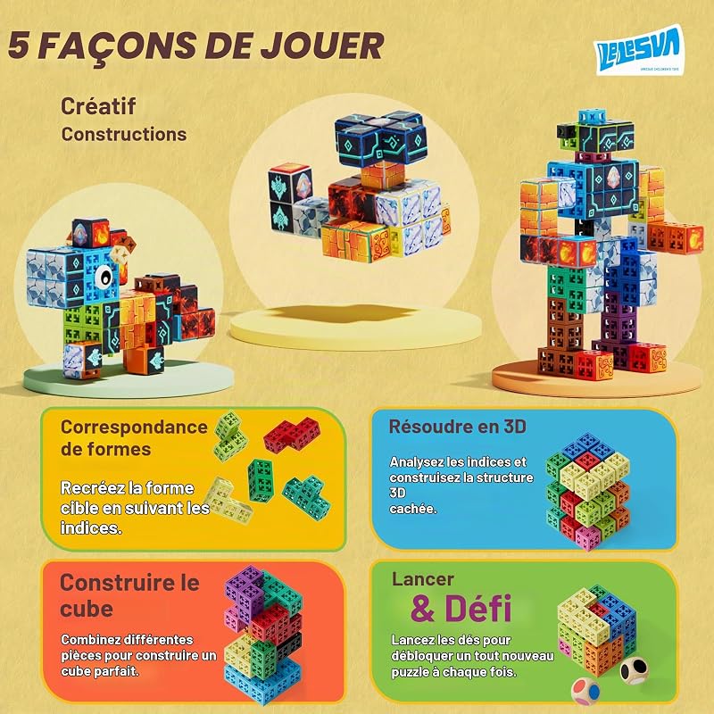 Jeu de Construction De Cubes Soma Spatial pour Enfants de 5 Ans Et Plus