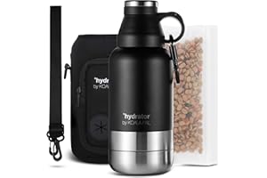 KOALA PAL 32oz Portable Dog Water Bottle w/Bottle Sleeve, Strap + Dog Bowls - Dog Travel Water Bottle + Travel Dog Bowls, Dog Water Bowl Dispenser, Dog Travel Bowl, Travel Accessories for Dogs