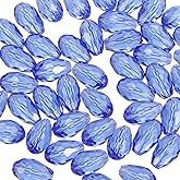 PATIKIL 8mm Faceted Glass Beads, 100 Pcs Blue Bicone Birthstone Bead Vertical Hole for DIY Crafting Bracelet Necklace Jewelry Making