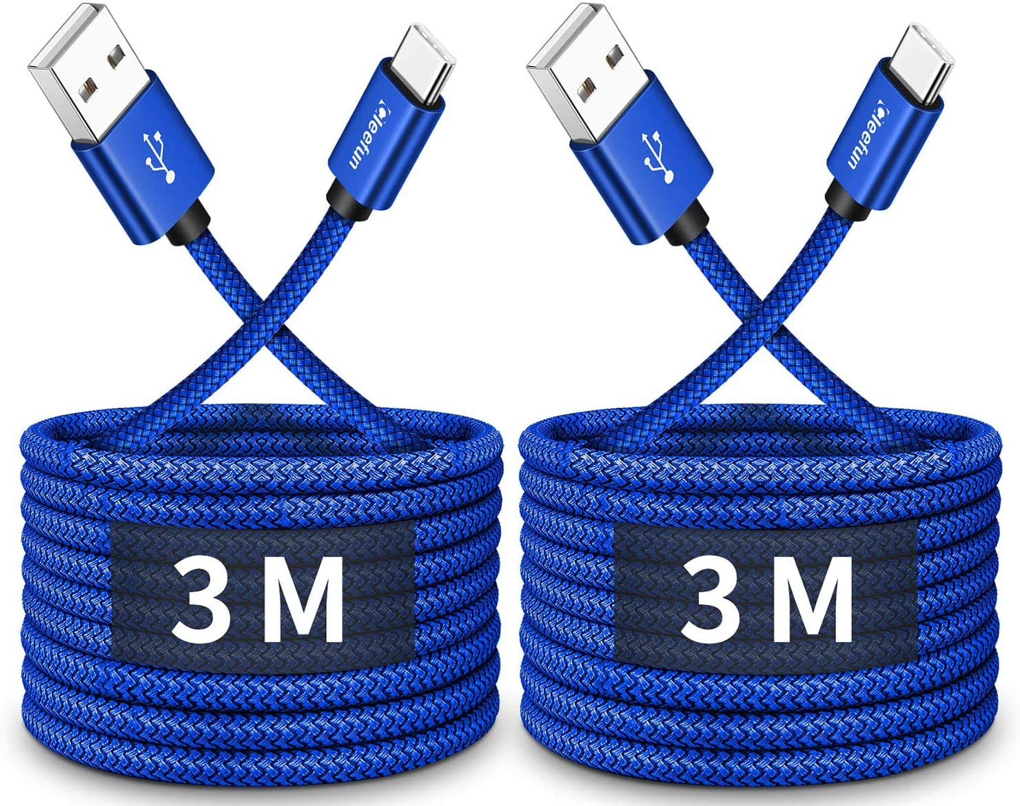CLEEFUN USB C Cable (3M,2-Pack), Durable Braided Long USB A to Type C Fast Charging Phone Charger Lead Compatible with Samsung Galaxy Note 10 20 S10 S9 S8 S20 Plus A20e A40 A50 A70,PS5 Controller