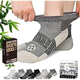Nonlut Diabetic Socks for Men,6 Pairs Low Cut Neuropathy Mens Diabetic Socks 9-11/10-13(White+Grey+Black+Beige+Deep Grey+Dark Grey-Large)