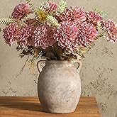 Dobbyby Ceramic Flower Vase 7.6 inch Farmhouse Rustic Vase Decorative Pottery Terracotta Vases for Home Decor Table Mantle Fireplace Living Room Bathroom Wedding Centerpiece (Whitewashed)