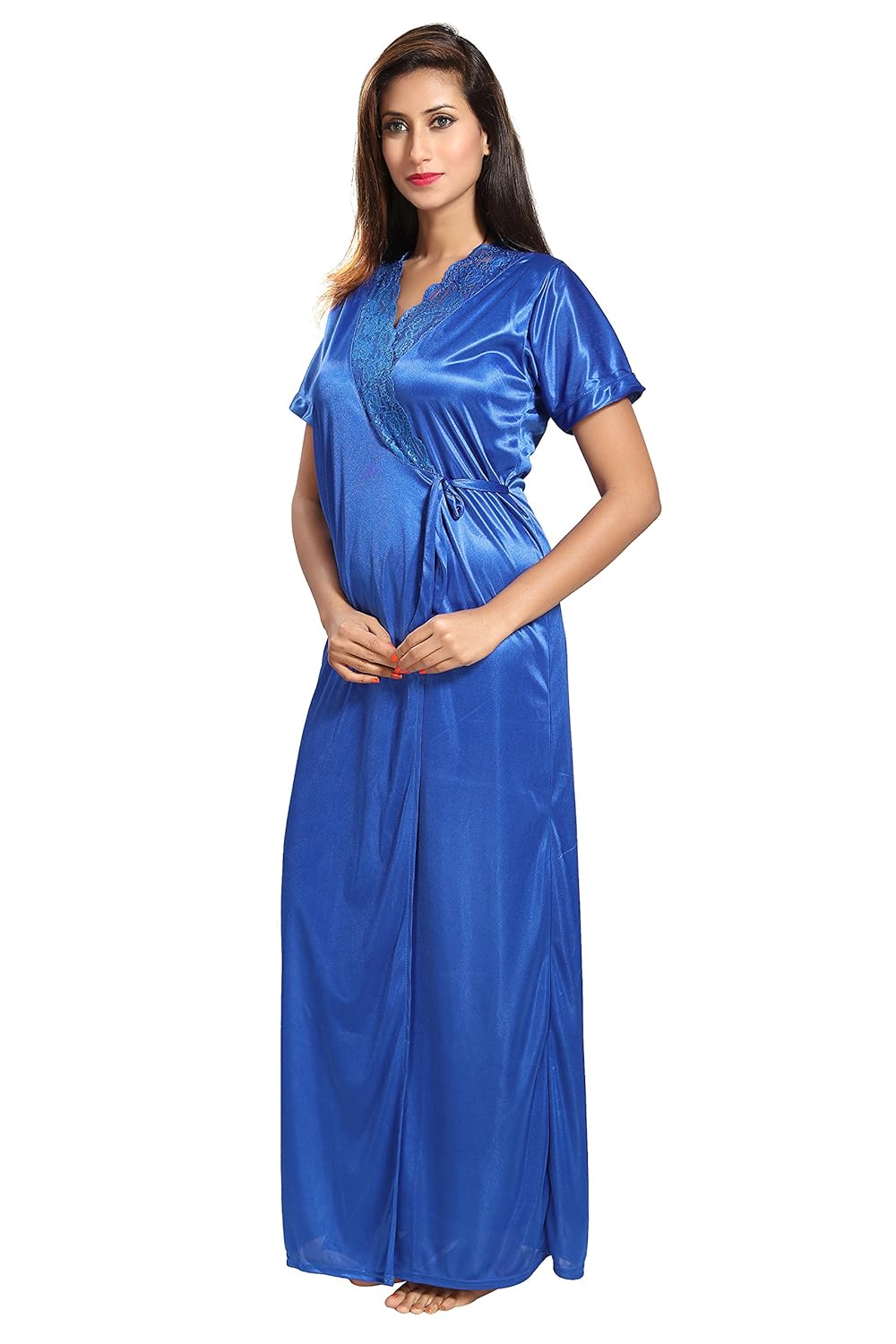 noty women's satin nighty - 2 pc- nighty with robe