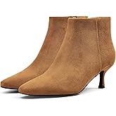 GENSHUO Women's Pointed Toe Kitten Ankle Booties 2.75 Inch high heel Fall Winter Short Boots with Side Zipper for Work Party or Everyday Elegance
