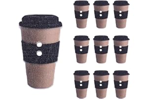 CONGARTENO 100pcs Milk Tea Cup Shape Wooden Sewing Buttons Decorative Fasteners for DIY Crafts and Sewing