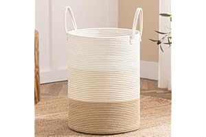 JOYBEST Laundry Basket, 72L Woven Laundry Hamper, Baby Nursery Hamper for Toys, Blanket Basket for Living Room, Clothes Hamper for Bedroom&Baby Room, Gradient Brown