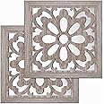 Yudarte 2pcs Set Square Mandala Cutout Wall Mirror Decor - Farmhouse Rustic Decorative Mirrors for Bedroom Bathroom Living Room Kitchen Entryway 12x12 Inches