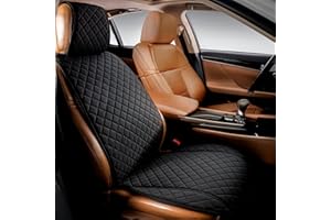 IVICY Faux Linen Car Seat Cover for Cars - Durable & Non-Slip - Front Car Seat Protector Covers for Most Automotive, Vans, SUVs, Trucks - 1 Unit - Black