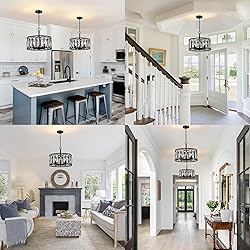 Giiland Modern Crystal Chandeliers, 4 Lights Black
