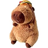 Tanha Capybara Plush Toy, Soft Cute Capybara Stuffed Animal - 33cm / 13inch with Hamburger Backpack