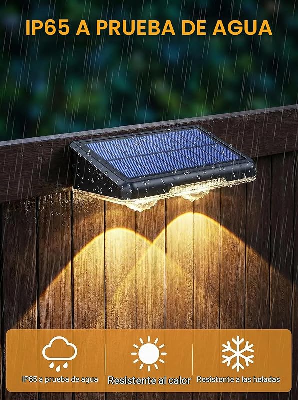 Aplique Solar Pared Exterior,4 Paquete Luz Solar Exterior, 3 Colores Brillantes IP65 Impermeable, Lámparas Solares Exteriores Inalámbricas Para Jardín Patio Cubierta Valla