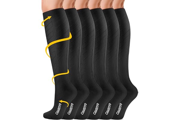 CAMBIVO 3 Pairs Compression Socks for Men & Women(20-30 mmHg), Compression Stocking for Swelling, Running, Flight, Pregnancy