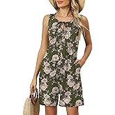 IECCP Womens Rompers 2026 Summer Trendy Pleated Jumpsuit Casual Loose Shorts Overall Sleeveless Outfits with Pockets