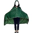 Anime Throw Blanket Flannel Fleece Blanket Cosplay Hooded Cloak Shawl Wrap Nap Quilt (Green, 35''X 65'')