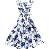 Hanpceirs Women's Boatneck Sleeveless Swing Vintage 1950s Cocktail Dress New