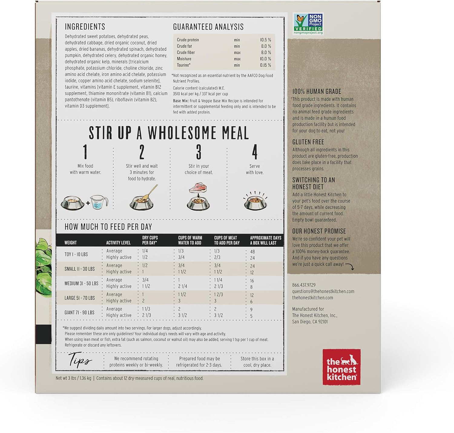 the honest kitchen grain free dog food base mix fruit & veggie