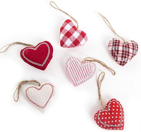Decorazioni Natalizie Stoffa.Logbuch Verlag 6 Ciondoli Stoffa Cucito Cuore Rosa Rosso Bianco Decorare Addobbi Shabby Chic Appendere Decorazione Ciondolo Natale Albero Natalizi Amazon It Casa E Cucina