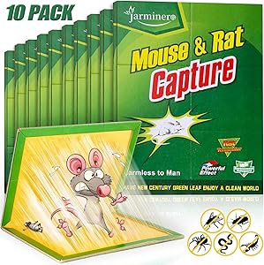 JARMINERO Mouse Traps, Humane Mouse Glue Trap, 10 PCS Rat/Mice Traps Sticky Pad Boards Strongly Adhesive Mouse Traps That Work No See Kill for House Indoor Outdoor Pet Safe