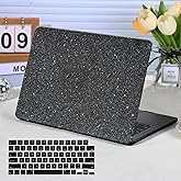Funut for MacBook Pro 14 inch Case 2025-2021 M5 M4 M3 M2 M1 A3434 A3112 A3185 A3401 A2918 A2992 A2779 A2442, Glitter Leather Hard Shell Case +Keyboard Cover for MacBook Pro 14", Shiny Gray