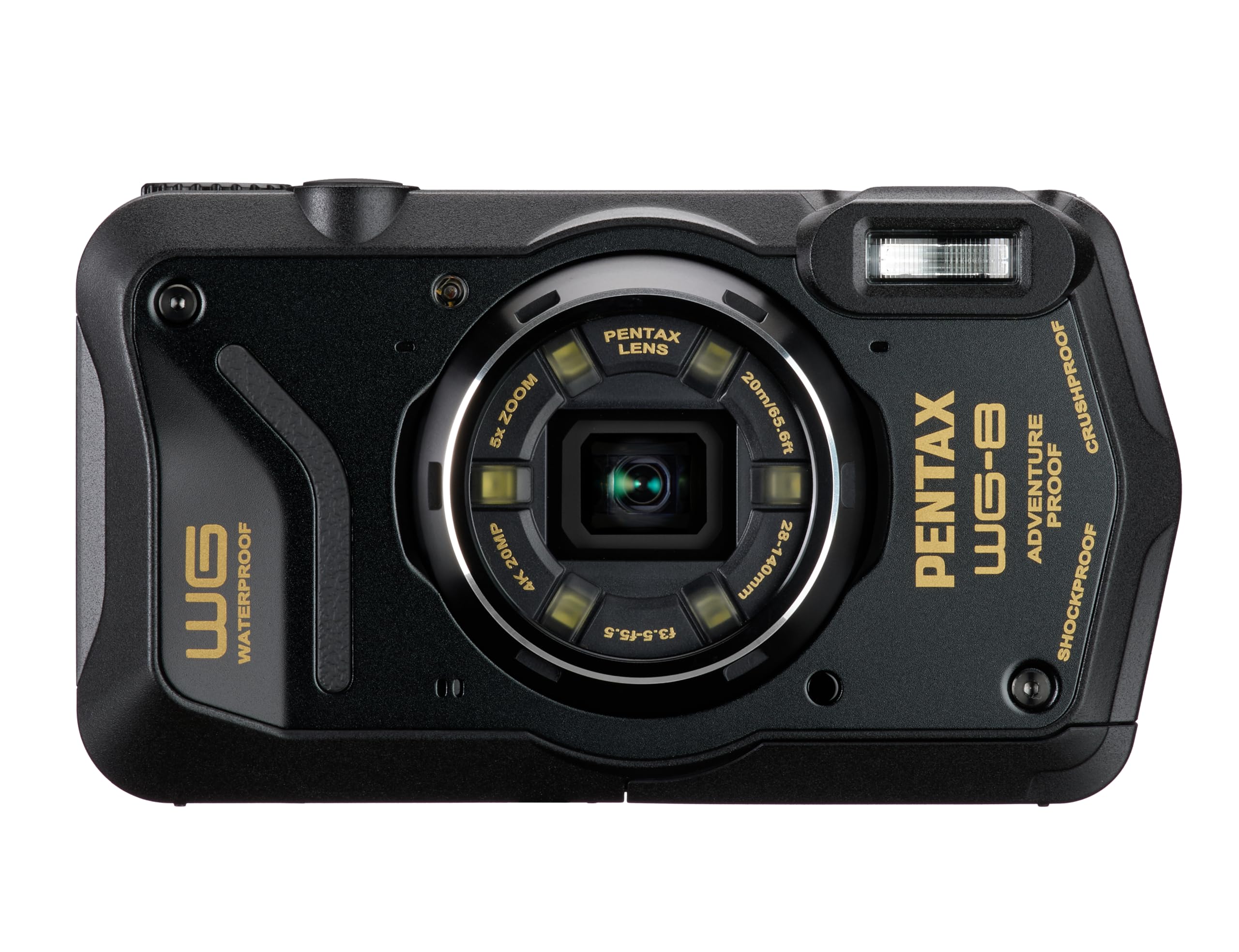 Photo 1 of PENTAX WG-8 Black All-Weather Adventure Camera, Featuring Outstanding Waterproof, dustproof, Shock-Resistant Performance, Multi-Application Ring Light for Macro Photography and Webcam Function