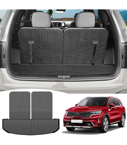 Thinzyou Floor & Cargo Mats For 2021-2026 Kia Sorento – TPE Waterproof Trunk Mat With Backrest Protector, Fits 6 & 7 Seats (Not Hybrid) - View #3