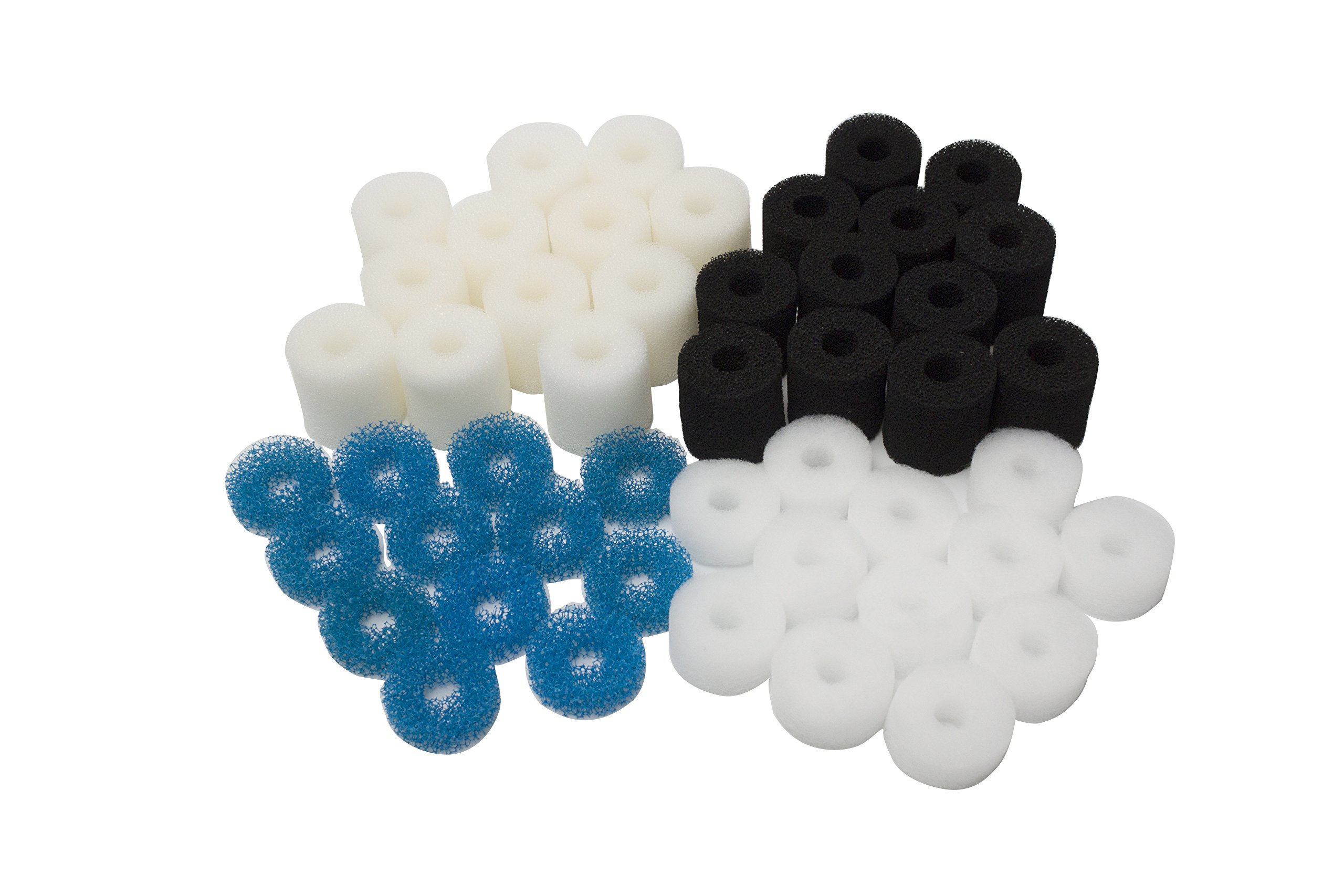 LTWHOME Foam Fine Coarse Carbon Filter Pads Set Fit for Eheim Cartridges Aquaball 2208 2210 2212/60 130 180 (Pack of 48)
