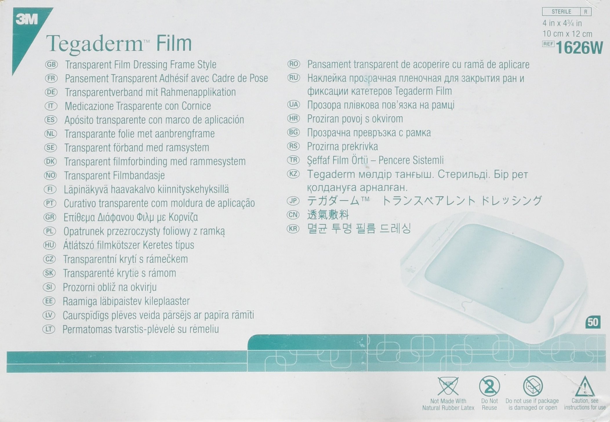 3m Tegaderm Transparent Film Dressing 4" x 4.75"/Picture Frame Style