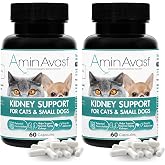AminAvast Cat &amp; Small Dog Kidney Support 300 mg Supplement, 60 Count 2-Pack | Feed Directly or Open Capsules &amp; Mix With Food, Amino Acid and Peptide Blend for Cats and Small Dogs Up to 20lb