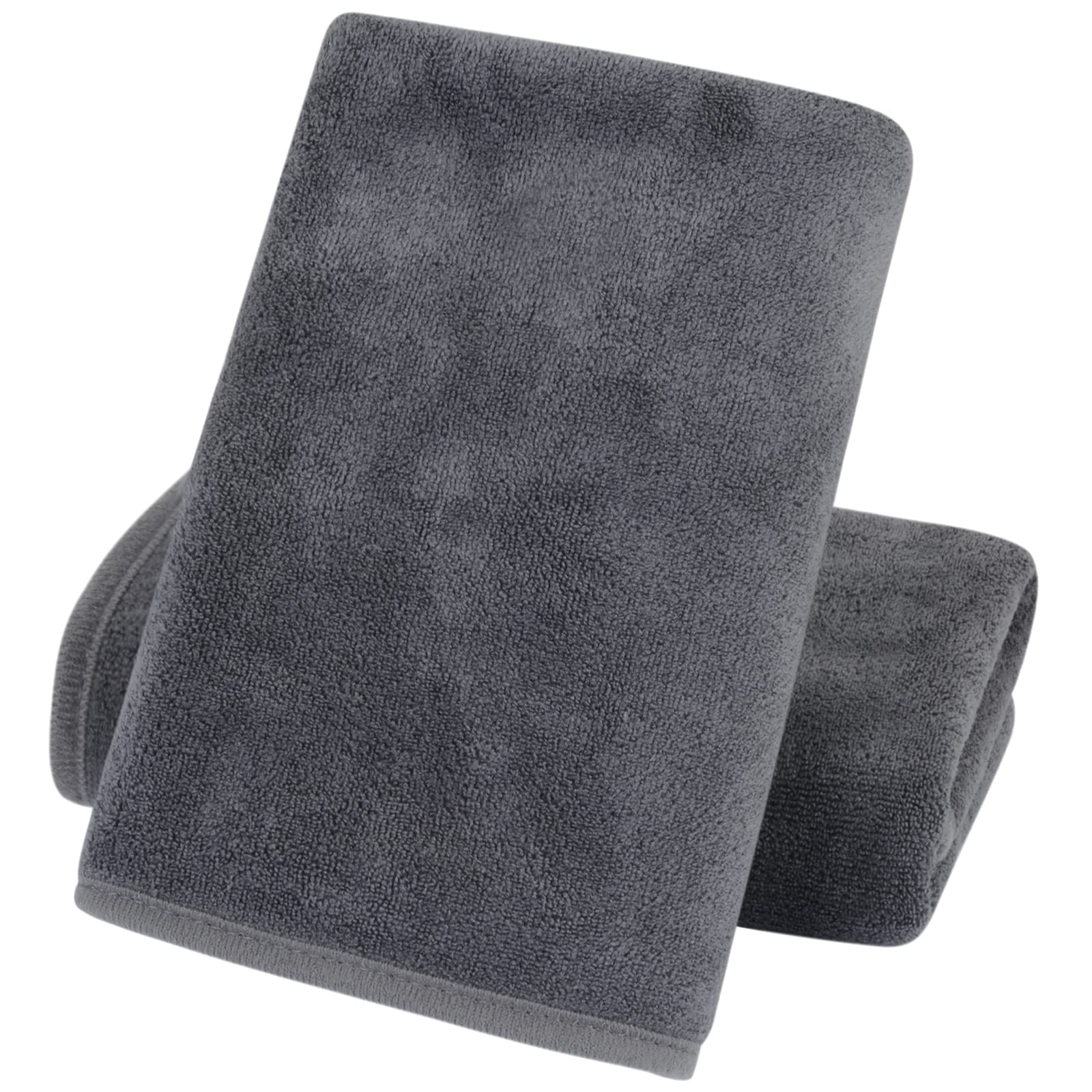 KinHwa Microfibre Soft Hand Towels for Bathroom Flannel Thick Face Towels 40cm x 76cm Small Fast Drying Wash Cloth for Bath, Spa, Gym 2pack Grey — image 1