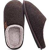 COFACE Mens House Slippers Memory Foam Slipper, Dark Brown Size 8