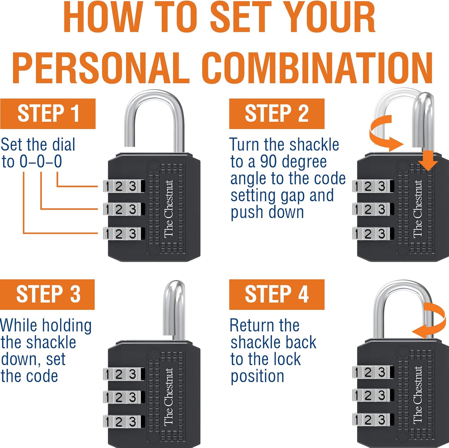 Padlock with 3 Digit Combination - Outdoor Weatherproof Combination Lock - Keyless Resettable Combo - for Luggage, Fence, Travel, Gate, Door, School, Gym, Sports, Toolbox, Case, Employee Lockers, Hasp - - 