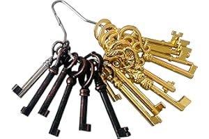 Haz·quls 15 Skeleton Key Set Universal Replacement Skeleton Keys Kit for Antique Furniture, Dresser Drawers, Chinese Cabinet, Old Style Cabinets or Doors and Grandfather Clocks