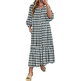 ANRABESS Boho Maxi Dresses for Women Summer Puff Sleeve V Neck Flowy Long Casual Dress with Pockets 2026 Vacation Clothes